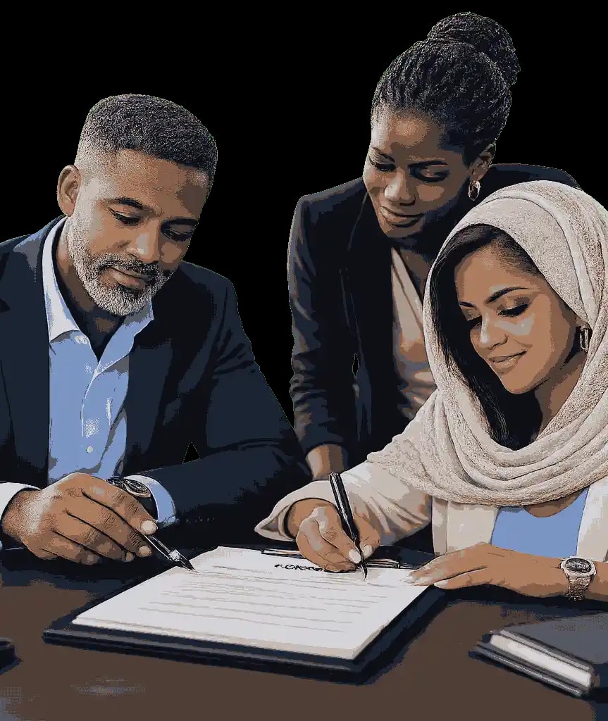 Verified Nigerian professionals collaborating on a project
